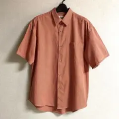ベルメゾン　チェック柄 半袖シャツ オレンジ系