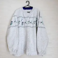 Ldsigns 刺繍デザイン グレー スウェットジャケット ポケット付き