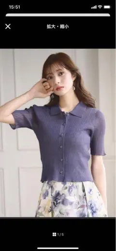 未使用　美品　プロポーションボディドレッシング ポロ襟シアーニットプルオーバー