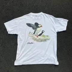 80s usa製Alaska パフィン アニマルTシャツ 白