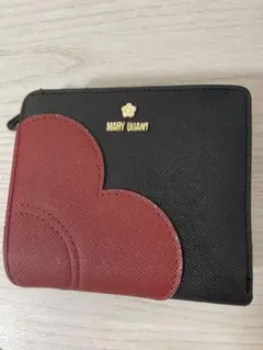 MARY QUANT 二つ折り財布 ハートフルデイジー ウォレット 黒×赤