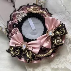 【 No.16 ピンク × 黒 】色違い◎ 痛ロゼット ハンドメイド