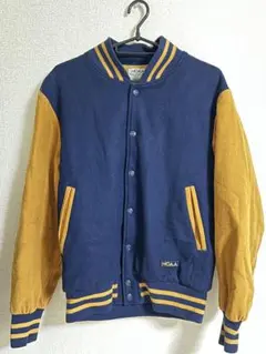 80s NCAA フリーススタジャン L ネイビー/イエロー