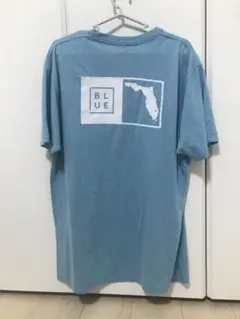 フロリダ地図プリント Tシャツ ブルー