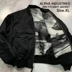 極美品 ALPHA アルファ リバーシブル フォトプリント MA-1 総柄 XL