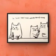 ★A4フレーム付き★オリジナル アートポスター BAR CAT 猫 インテリア