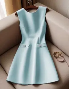 新品未使用　水色　ノースリーブ　ミニワンピース　S