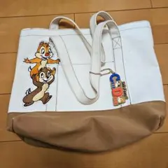 【3枚目要確認】チップとデール トートバッグ A3サイズ バッグチャーム付き