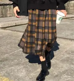 カラーチェックプリーツスカート