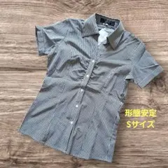 【新品未使用】形態安定加工 シャツ Sサイズ ブラックストライプ