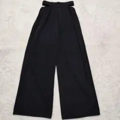 ブラック ハイウエスト ワイドパンツ 30