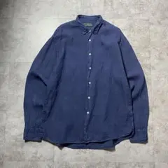 【イタリア製】90's フレッドペリー　刺繍ロゴ　月桂樹　リネンシャツ