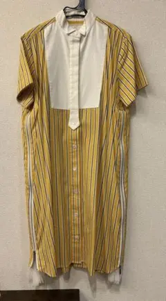 sacai青山店購入コットンストライプ サイドジップ シフォンプリーツワンピース