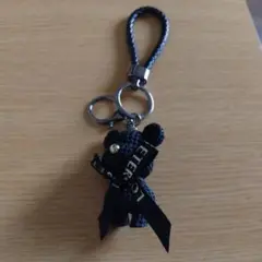 クマ型ナイロンキーホルダー ブラック