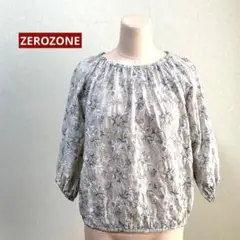 ZEROZONE ゼロゾーン　花　刺繍　プルオーバー　スモックブラウス