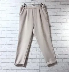 【ハッシュアッシュ】テーパードパンツSゴムウエスト ベージュ ロールアップ