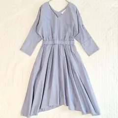 RBS RayBEAMS ブルー　Vネックフレアワンピース　S