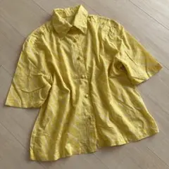 有松絞り レモン色 ブラウス