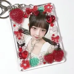 トレカ ケース デコ トレカキーホルダー レジン いちご 花 赤 レッド 苺