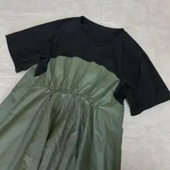 アトリエシックス　ロングワンピース　異素材半袖ワンピース　ATELIER SIX