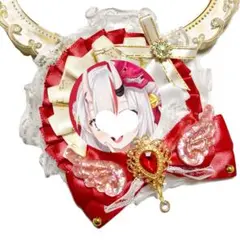 痛ロゼット ロゼット ハンドメイド 赤×白×羽