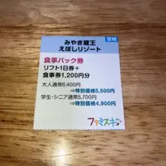 みやぎ蔵王 えぼしリゾート 食事パック券 割引券