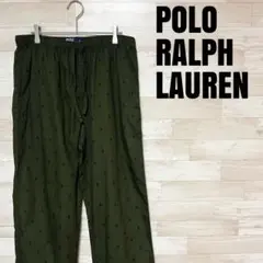✨POLO RALPH LAUREN ラルフローレン 総柄ロゴ 麻パンツ L✨