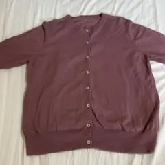 七分袖 ボタン付きカーディガン　ピンク