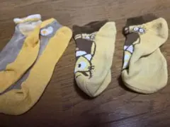 イエローキャラクター柄キッズ靴下4足セット
