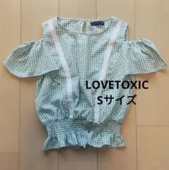 Lovetoxic ギンガムチェック オフショルダー 半袖トップス S