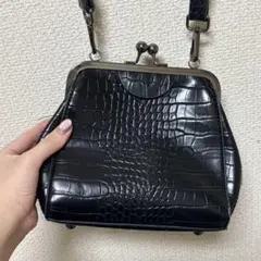 がま口ショルダーバッグ ブラック