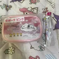 スヌーピー くじ ポーチ ボールペン ピンク
