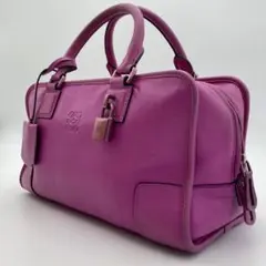 LOEWE アマソナ28 ハンドバッグ アナグラム 南京錠 鍵付き パープル