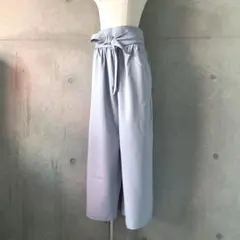 新品タグ付きイングINGNIサッシュベルト付きワイドパンツサックスM