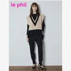 美品♡ルフィル LEPHILペプラムニット ジレ♡ LE PHIL(ル フィル)｜ダブルクロスペプラムジレ/ホワイト の通販