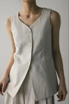 新品 STYLEMIXERリネンミックスカーブネックベスト&2タックパンツM