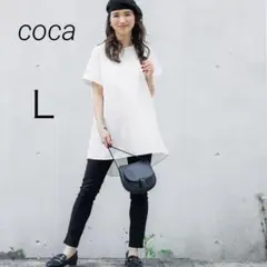 コカ coca ブラウス チュニック バックタック半袖ブラウス Aライン L