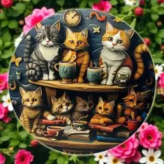 世界観あふれる猫たちの木製プレート／インテリア雑貨