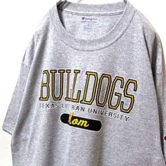 チャンピオン テキサスルーザラン大学ブルドッグス Tシャツ グレー灰色L古着