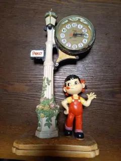 不二家　ペコちゃん　陶器置き時計　新品　未使用　箱付き　非売品　昭和レトロ 週末セール中 不二家 ペコちゃん 陶器置き時計 新品 未使用 箱