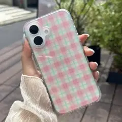 lattice シアーチェックスマホケース ピンク iPhone16