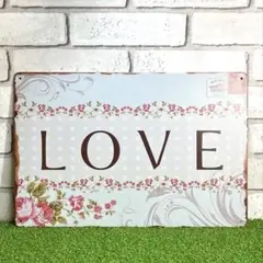 419番】love バラ ローズ Rose ガーデニング雑貨 お花 ブリキ看板
