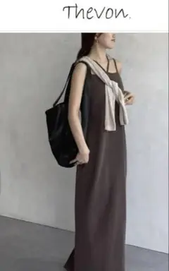 Thevon ホルターネックカップ付きナローキャミワンピースMサイズ