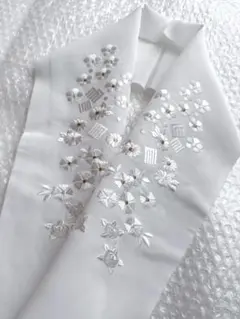 04 未使用 絹交織 フォーマル 源氏香 花模様 刺繍 白 半衿 フォーマル