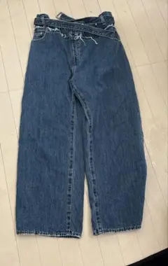 MOUSSY FOLD WAIST WIDE STRAIGHT BLU