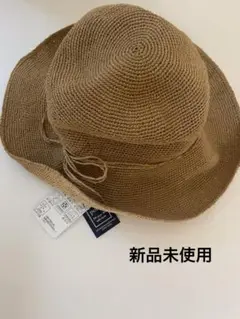 【新品未使用】折り畳み　麦わら帽子 つば広 UV サイズ調整可 ハンドメイド