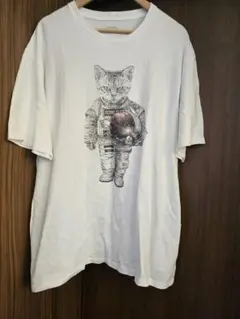 graniph ASTRO CAT 　猫Tシャツ 白　XXL グラニフ