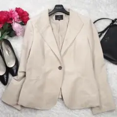 Y6637*最高級☆23区☆テーラードジャケット☆グレーベージュ48大きいサイズ
