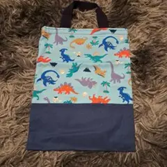 【新品未使用】恐竜柄シューズバッグ 水色 中型