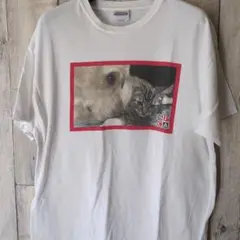 Hanes 犬と猫プリント Tシャツ L